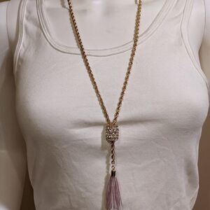 Golden special cut chain w/rhinestone pendant